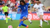 Wendie Renard avec l'équipe de France contre l'Italie à l'Euro 2022