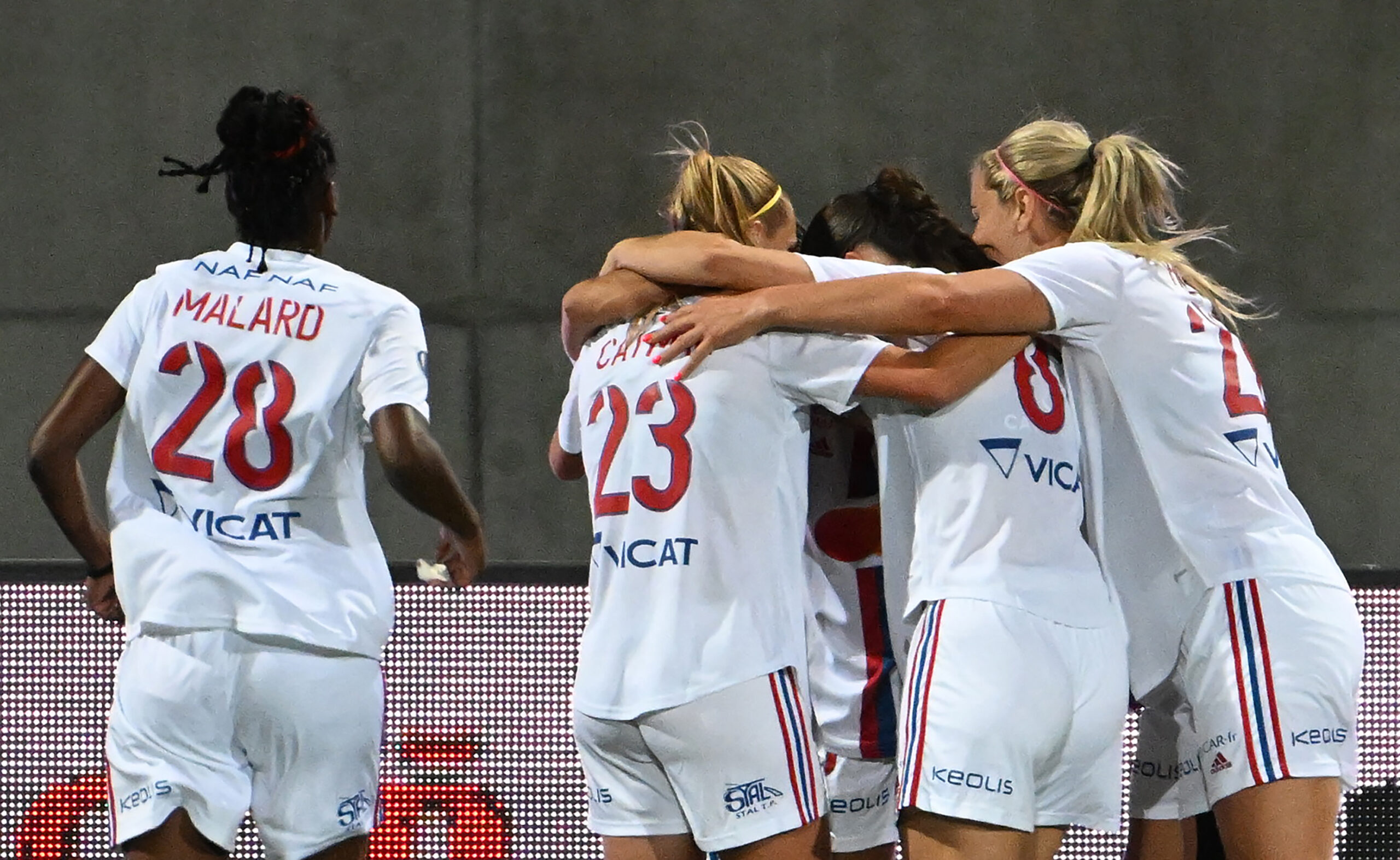 La joie des joueuses de l'OL lors du Trophée des champions contre le PSG