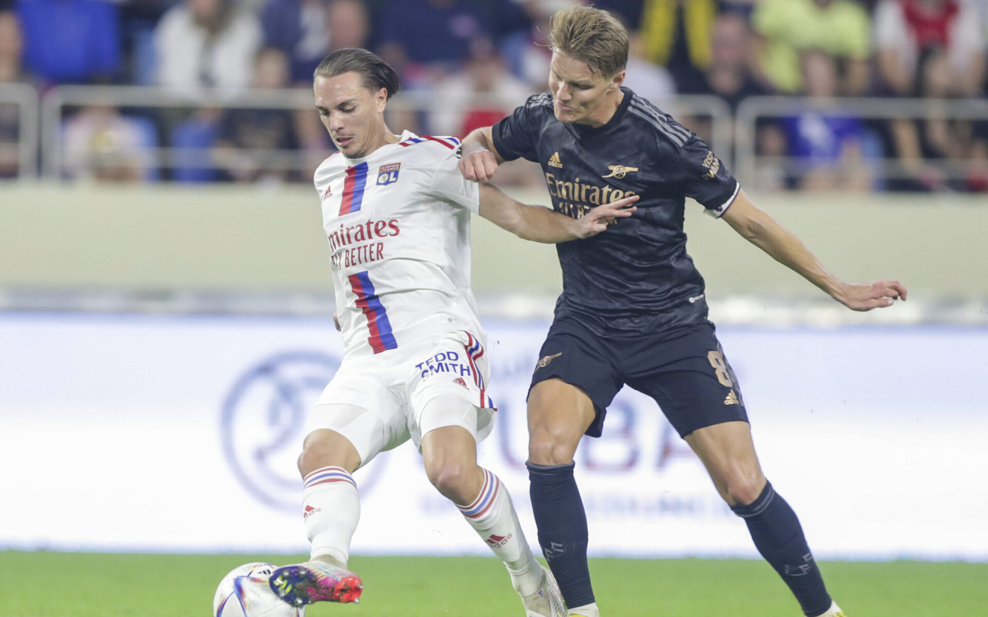 Maxence Caqueret lors d'OL - Arsenal à la Dubaï Super Cup