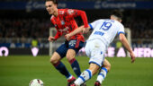 Maxence Caqueret lors d'Auxerre - OL en février