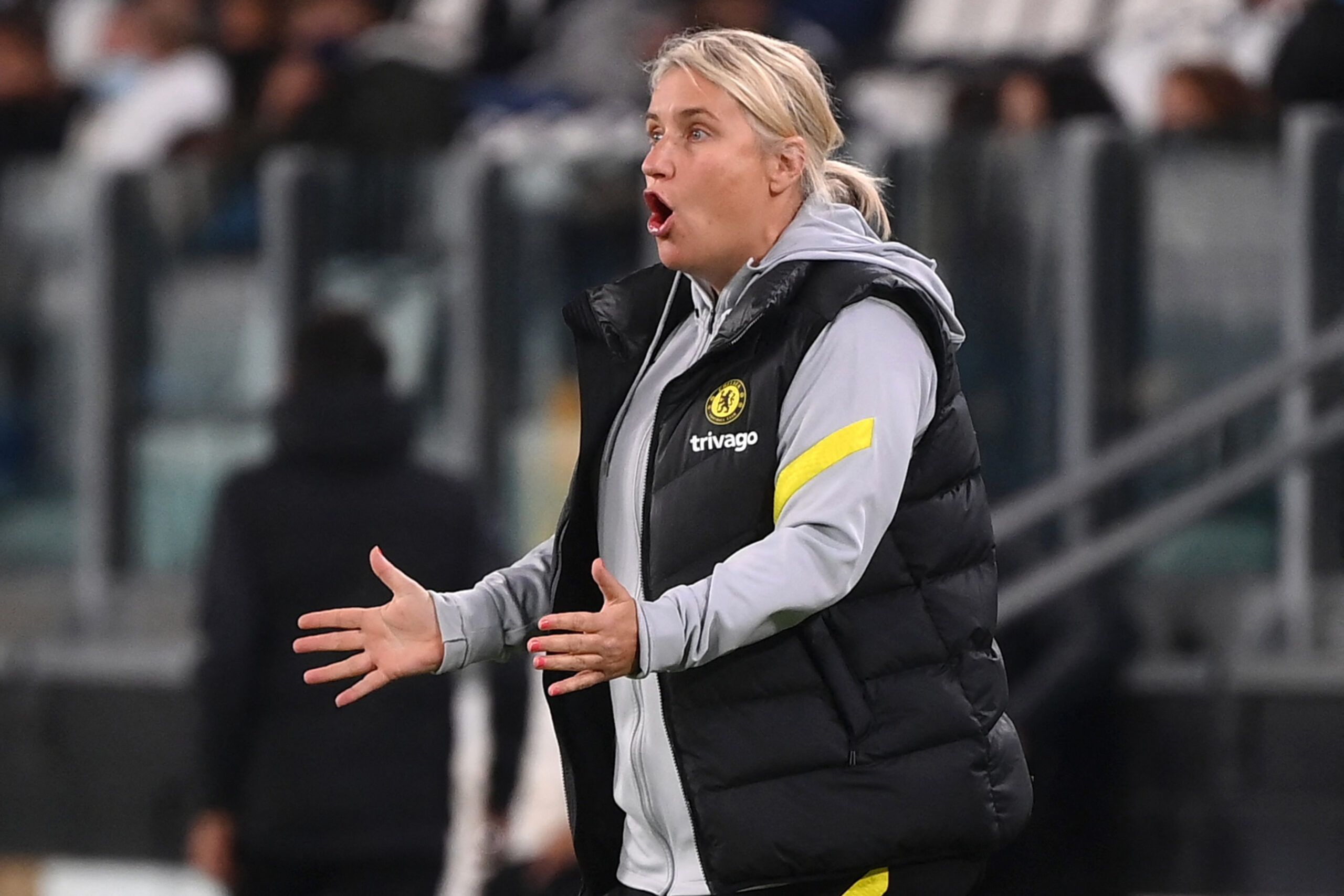 Emma Hayes, coach de Chelsea, lors du match contre la Juventus