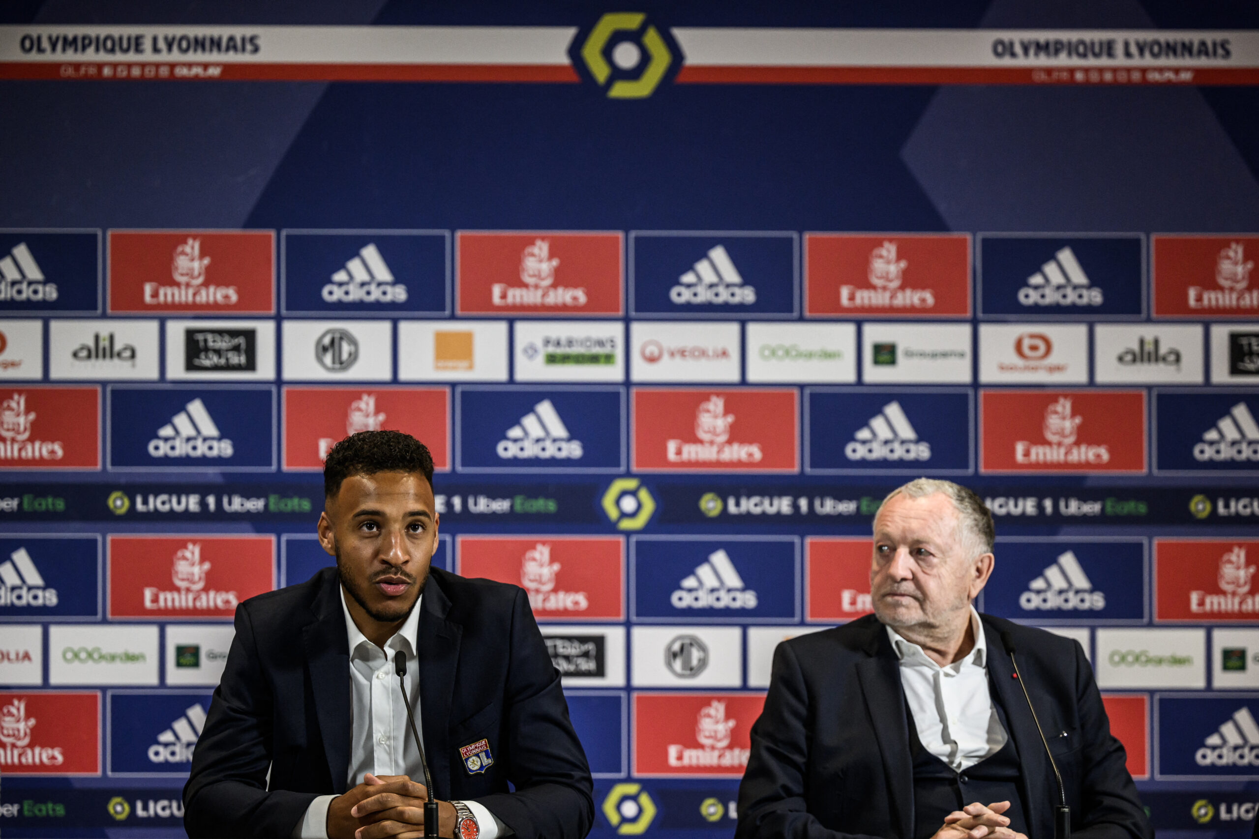 Corentin Tolisso avec Jean-Michel Aulas lors de son retour à l'OL