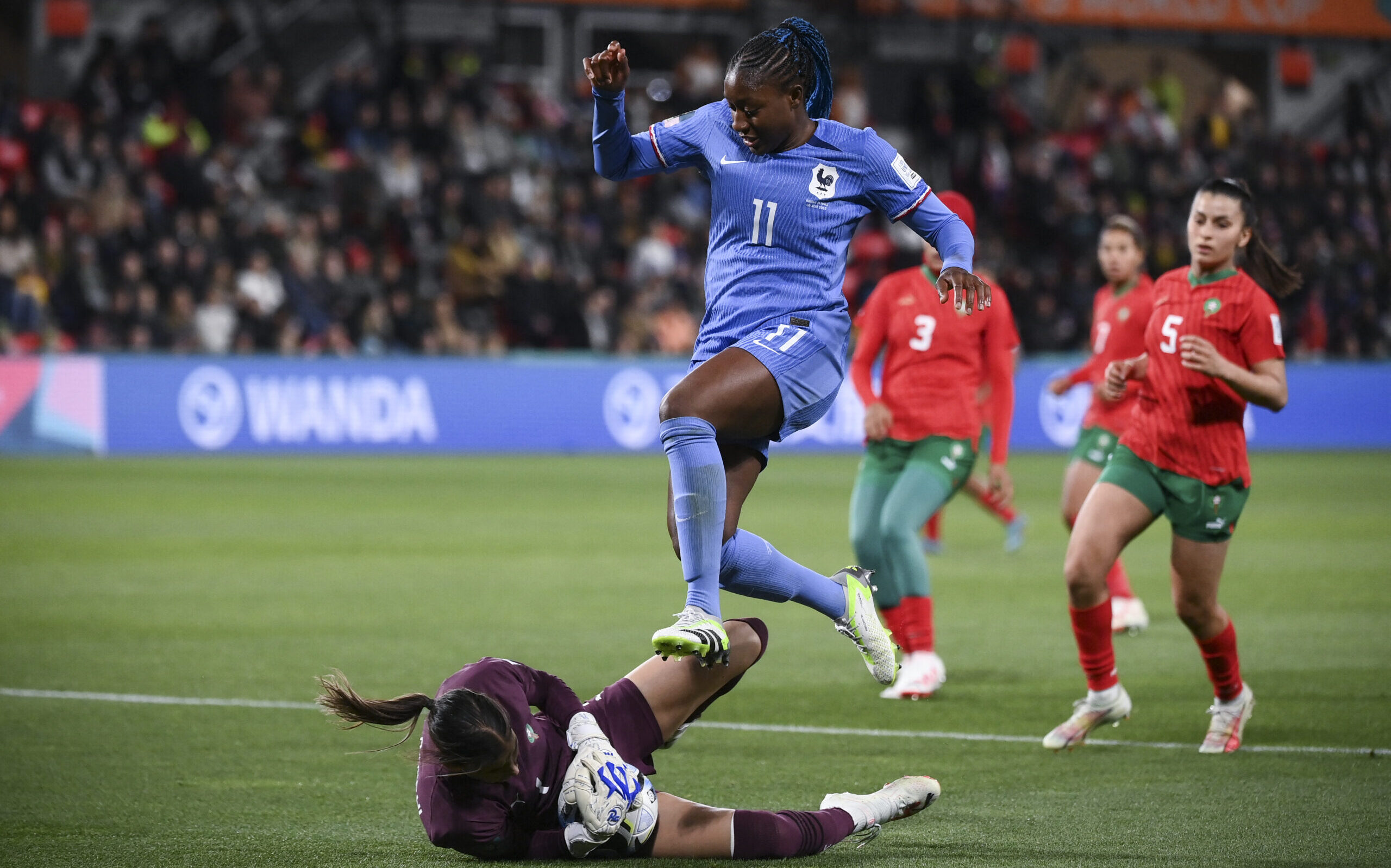 Kadidiatou Diani, attaquante de l'OL, lors du match des Bleues contre le Maroc