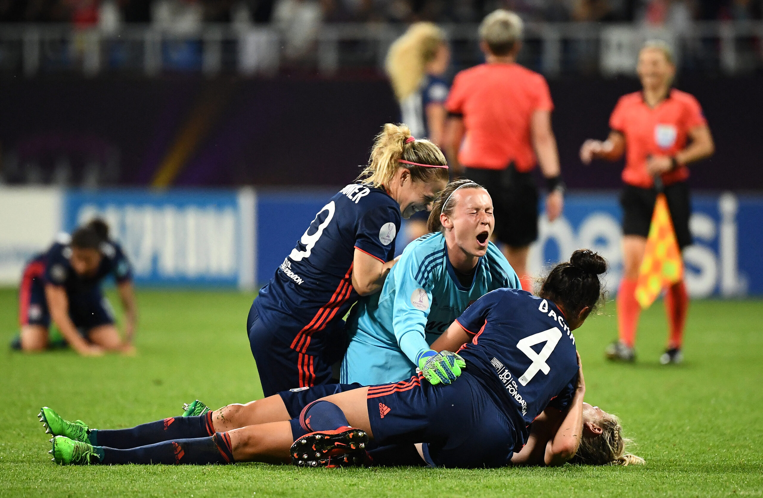 Romane Bruneau vainqueure de la Ligue des champions en 2018 avec l'OL