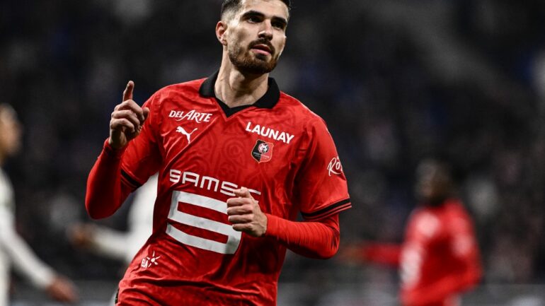 Martin Terrier auteur d'un doublé avec Rennes contre l'OL le 26 janvier 2024