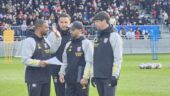 Le staff de l'OL : Jamal Alioui, Damien Della Santa, Antonin Sa Fonseca et Jérémie Bréchet