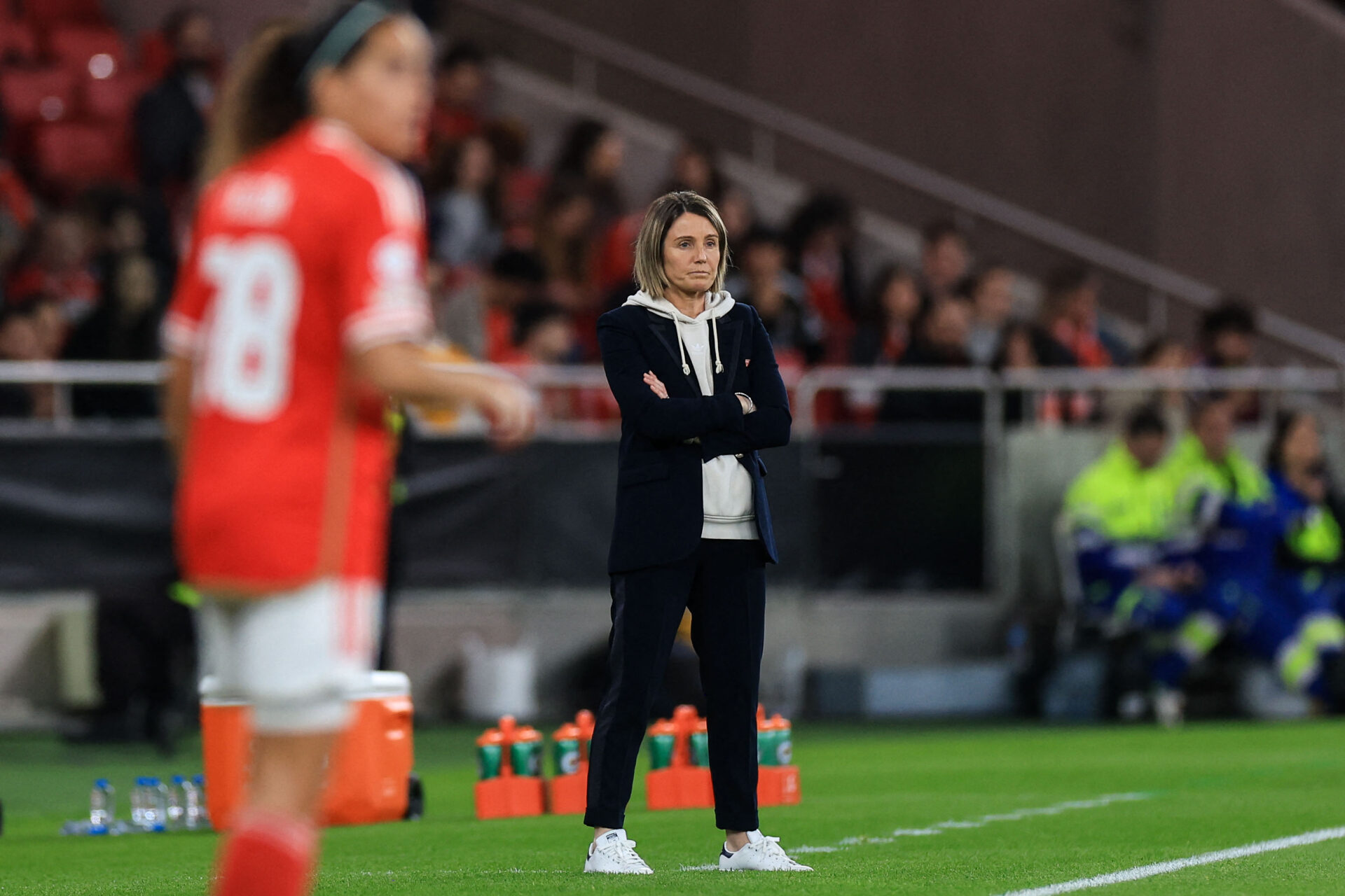 Sonia Bompastor lors de Benfica - OL (1-2)