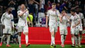 Nemanja Matic et Jake O'Brien célébrant un but de l'OL en Ligue 1
