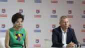 Michele Kang, propriétaire de l'OL féminin, et Vincent Ponsot, DG du club