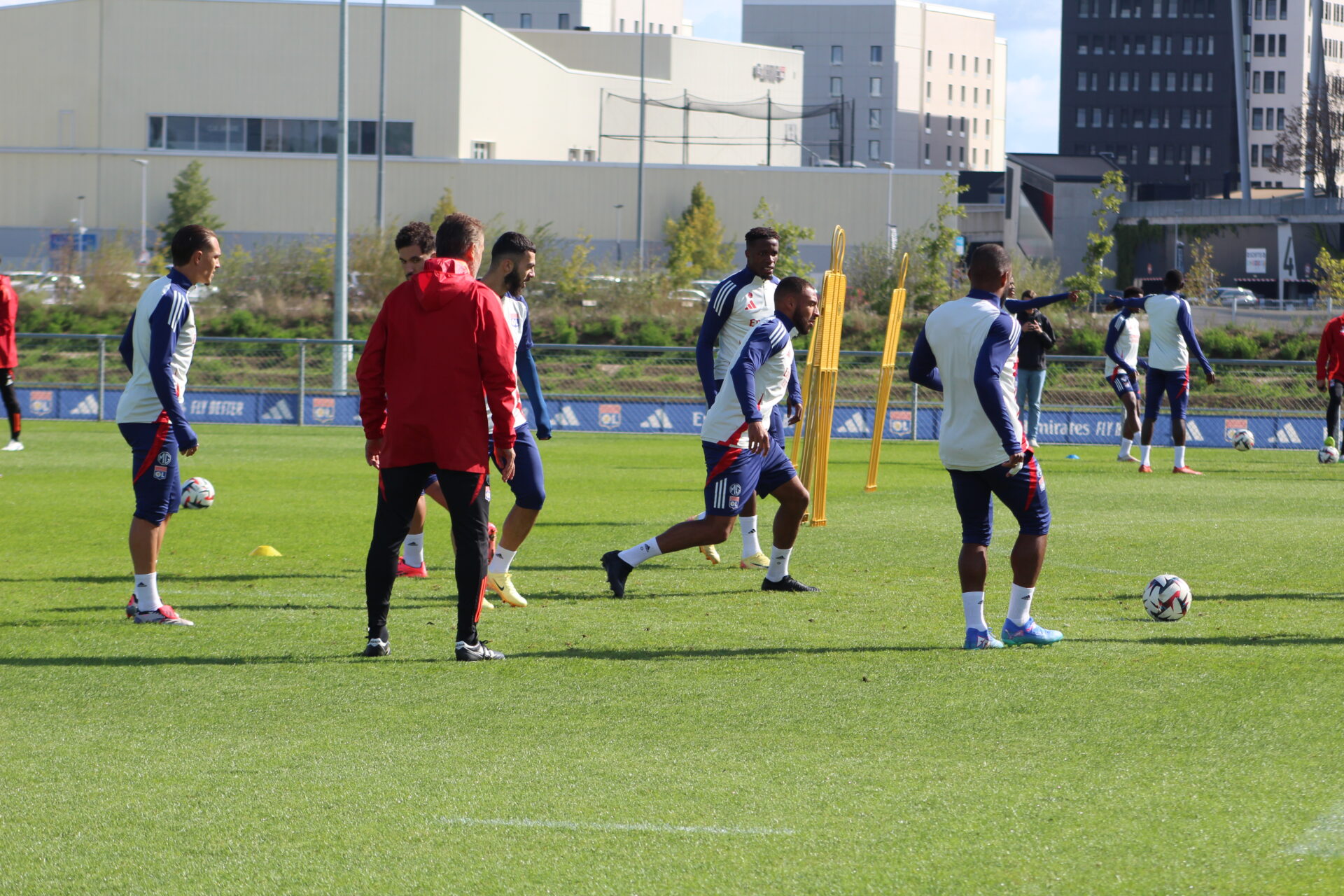 Les joueurs de l'OL à l'entraînement