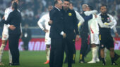 Pierre Sage et John Textor après la finale de Coupe de France OL - PSG