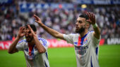 Georges Mikautadze et Saïd Benrahma lors d'OL - Auxerre