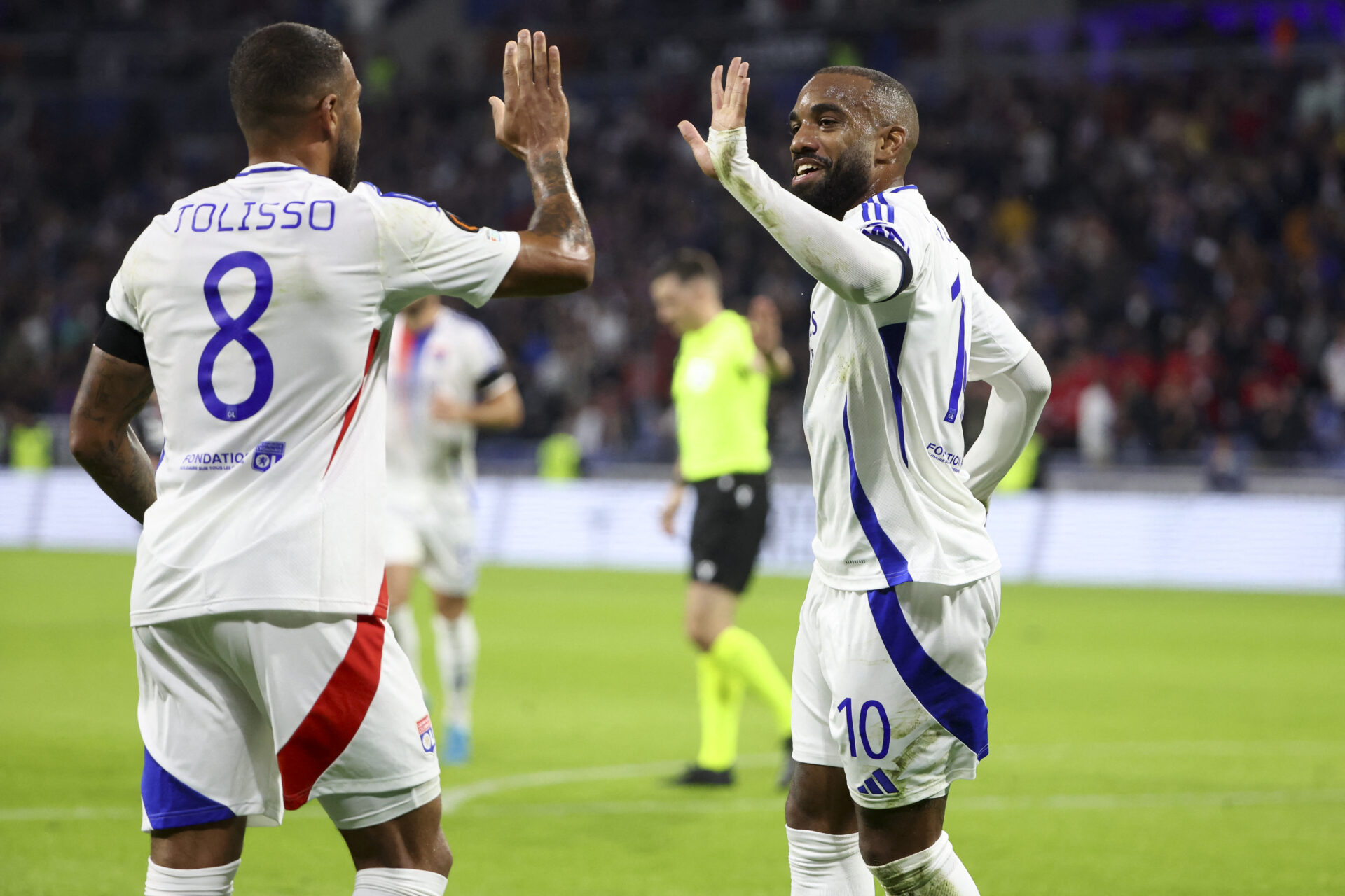 Alexandre Lacazette et Corentin Tolisso lors d'OL - Besiktas