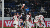 Les joueurs de l'OL sur un corner d'Hoffenheim