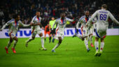 La joie des joueurs de l'OL contre Montpellier