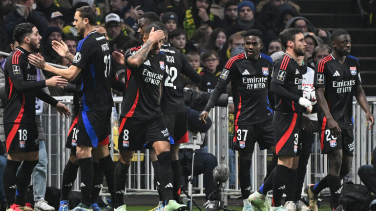 Les joueurs de l'OL à Nantes