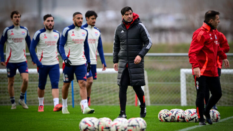 Paulo Fonseca lors de son premier entraînement comme coach de l'OL