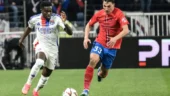 Ernest Nuamah lors du huitième de finale retour de Ligue Europa entre l'OL et le FCSB (4-0) à Décines-Charpieu le 13 mars 2025